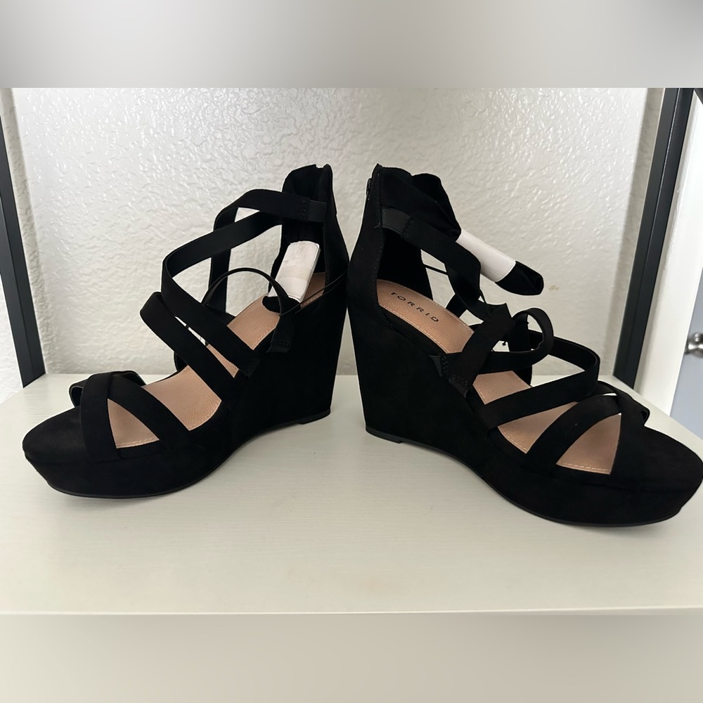 Torrid Black Suede Wedge Sandals